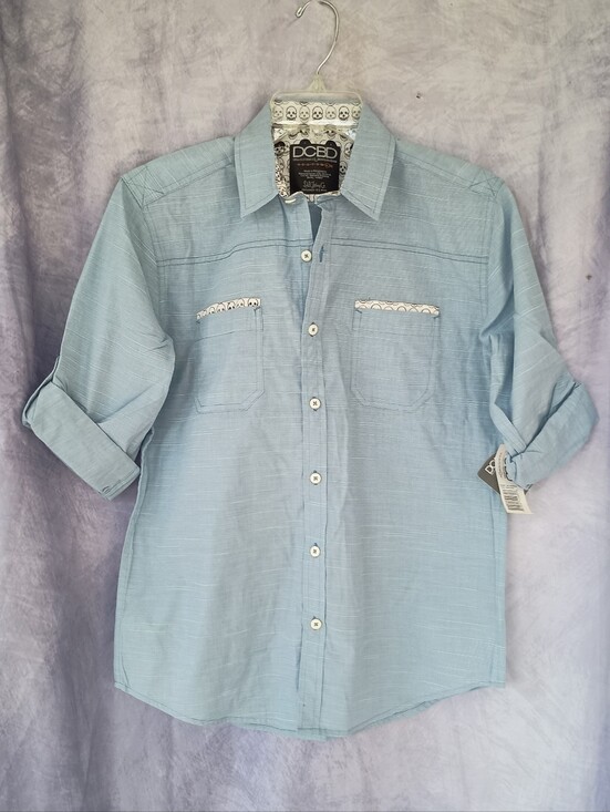 Drill Clothing Company Other - DCBD Drill Clothing Co‎ Boys Skull Trim Button Front Shirt NWT Light Blue